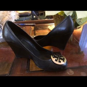 Tory Burch black wedge pump.Size 9.